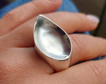 Silver Chunky Ring, Statement Ring, Geometric Ring, Asymmetrical Ring, Cocktail Ring, Unique Silver Ring, Abstract Silver Ring, Solid Silver