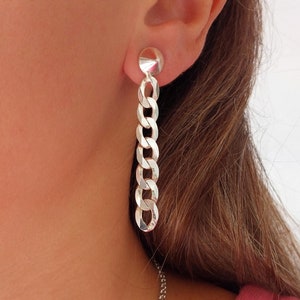 Dangling Earrings, Chain Earrings, Trendy Earrings, Handmade Earrings, Link Earrings, Elegant Earrings, Silver Earrings, Minimal Earrings