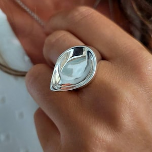 Silver Chunky Ring, Statement Ring, Geometric Ring, Asymmetrical Ring, Cocktail Ring, Unique Silver Ring, Abstract Silver Ring, Solid Silver