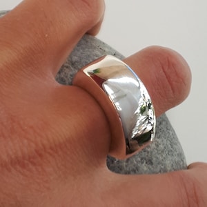 Statement Dome Ring, Sterling Silver, Minimalist Ring, Designer Unique Style Ring, Wide Domed Ring, Chunky Dome Ring, Wide Band Ring