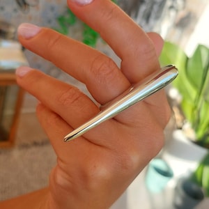 Long Stick Ring, Full Finger Ring, Wide Band Ring, Long Silver Ring, Large Statement Ring, Geometric Silver Ring, Minimalist Ring,