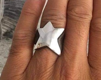 Silver Star Ring, Statement Ring, Minimalist Ring, Unisex Ring, Sterling Silver, Ring for Men's, Ring for Women's, Geometric Ring, Star Ring