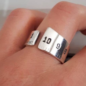 Silver Band Ring, Measuring Tape Ring, Silver Open Ring, Sterling Silver, Ring for Men, Ring for Women, Geometric Ring, Minimalist Ring