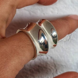 Wide Silver Ring, Chunky Ring, Sterling Silver, Ring for Women, Wide Band Ring, Full Finger Ring, Wide Statement Ring, Silver Band Ring