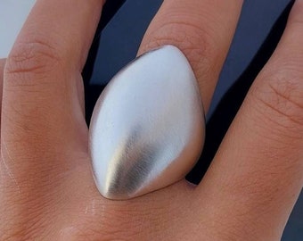 Large Statement Ring, Oversized Ring, Chunky Ring, Solid Sterling Silver, Dome Ring, Wide Ring, Unique Ring, Bombe Ring, Heavy Ring