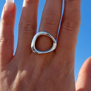 Minimalist Open Circle Ring in Sterling Silver • Geometric Modern Band • Open Loop Jewelry