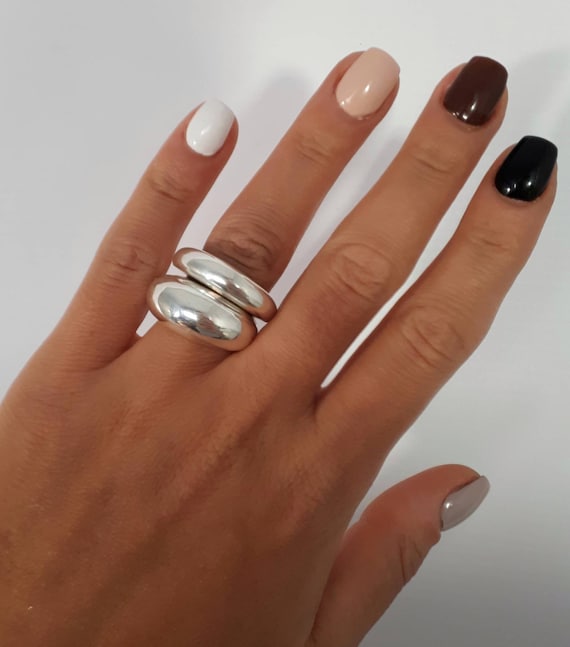 Set of Statement Rings Modern Design Dome Ring Dome Ring Chunky