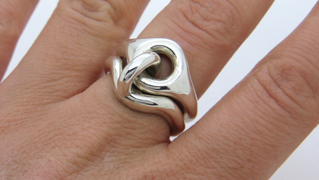 Couples Ring, Interlocking Ring, Minimalist Ring, Sterling Silver, Two ...