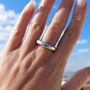 Chunky minimalistisk vigselring, statement-kupolring, stapelbara sterlingsilverringar