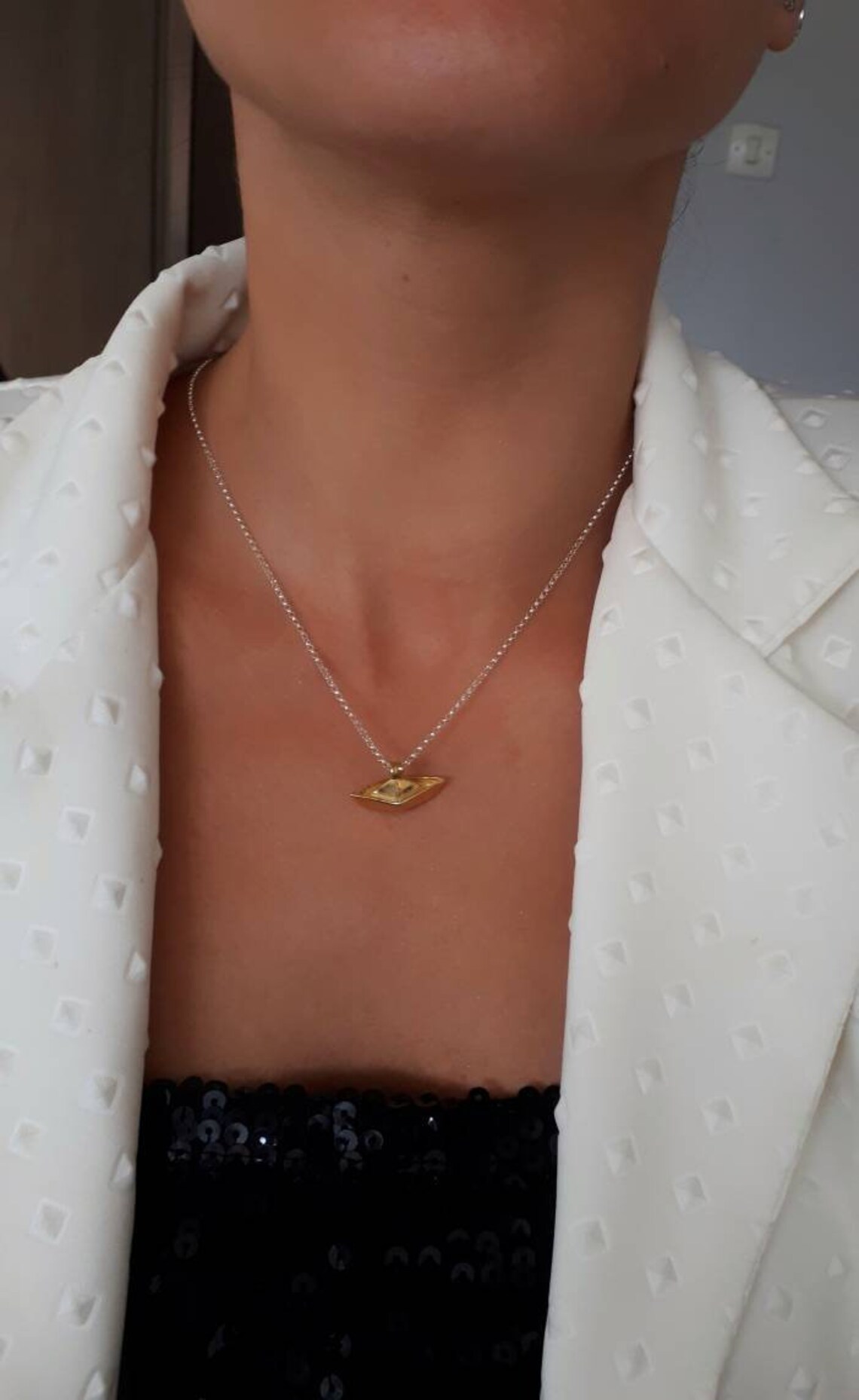 Necklace Boat Handmade Necklace Sterling Silver Boat Charm Etsy