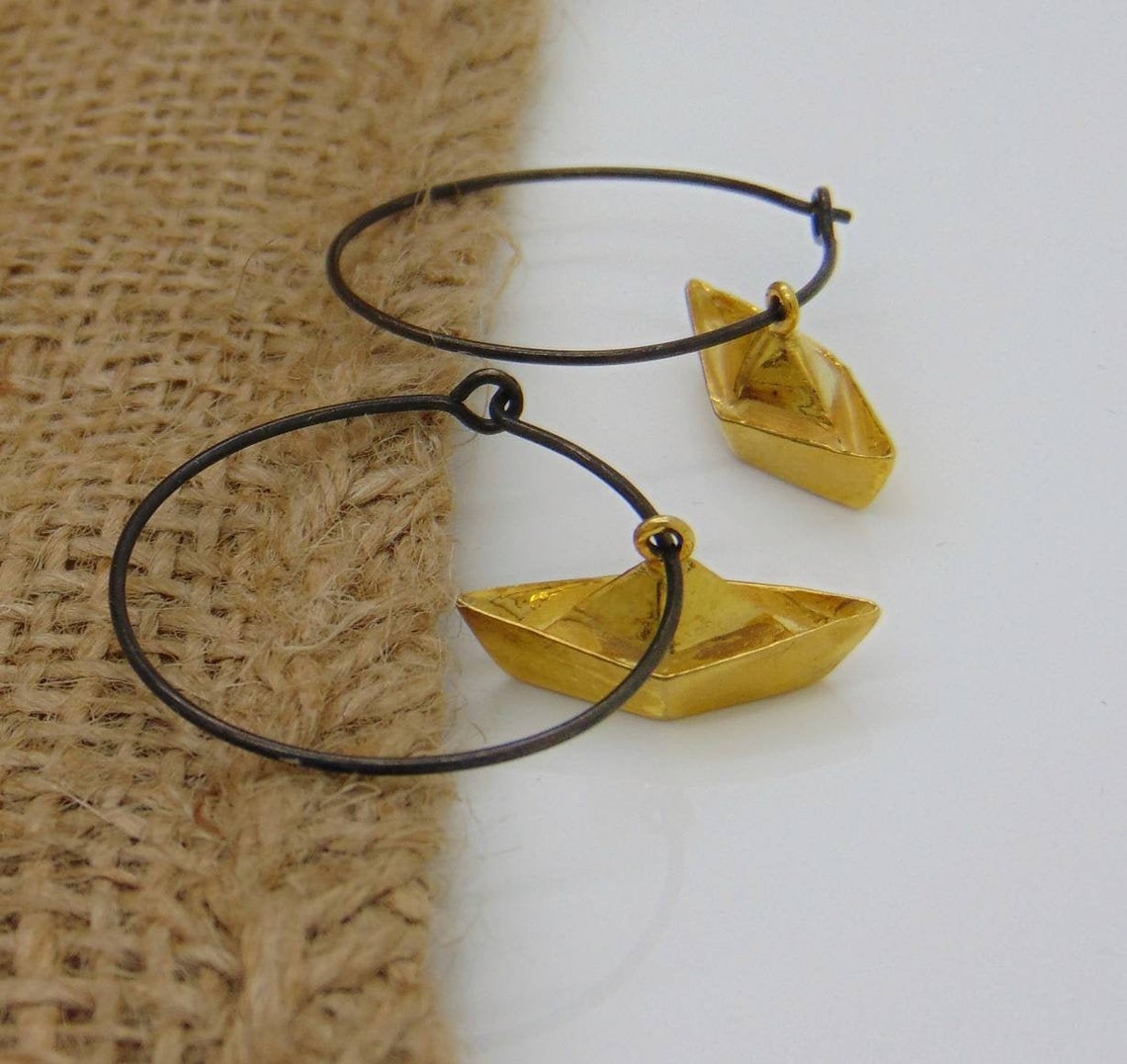 Dangle Drop Boat Earrings Paper Boat Earrings Boat Hoop Etsy UK
