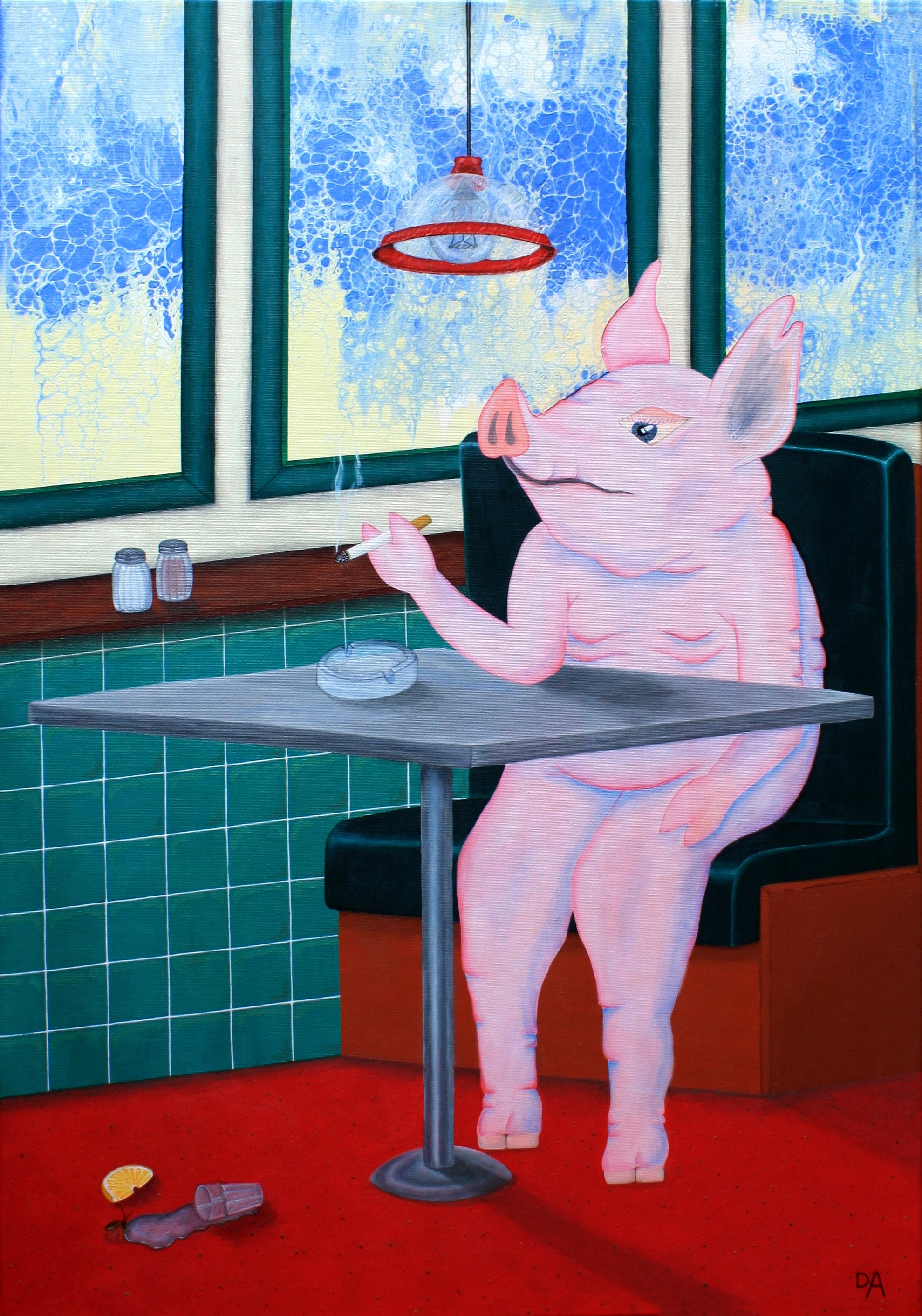 Acrylbild mit schwein
