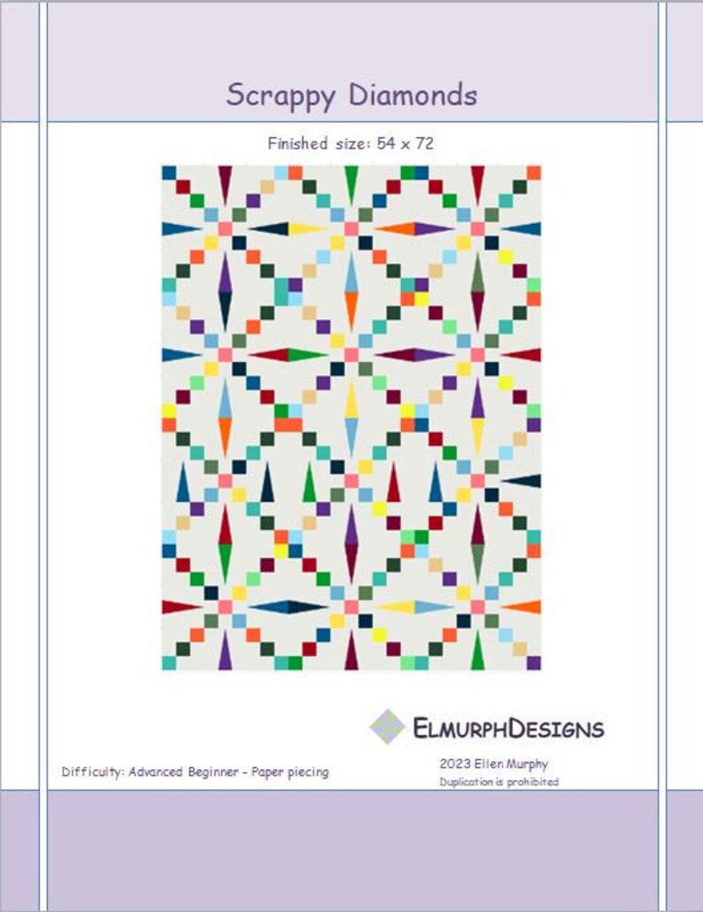 Scrappy Diamonds Quilt Pattern Digital Download Etsy