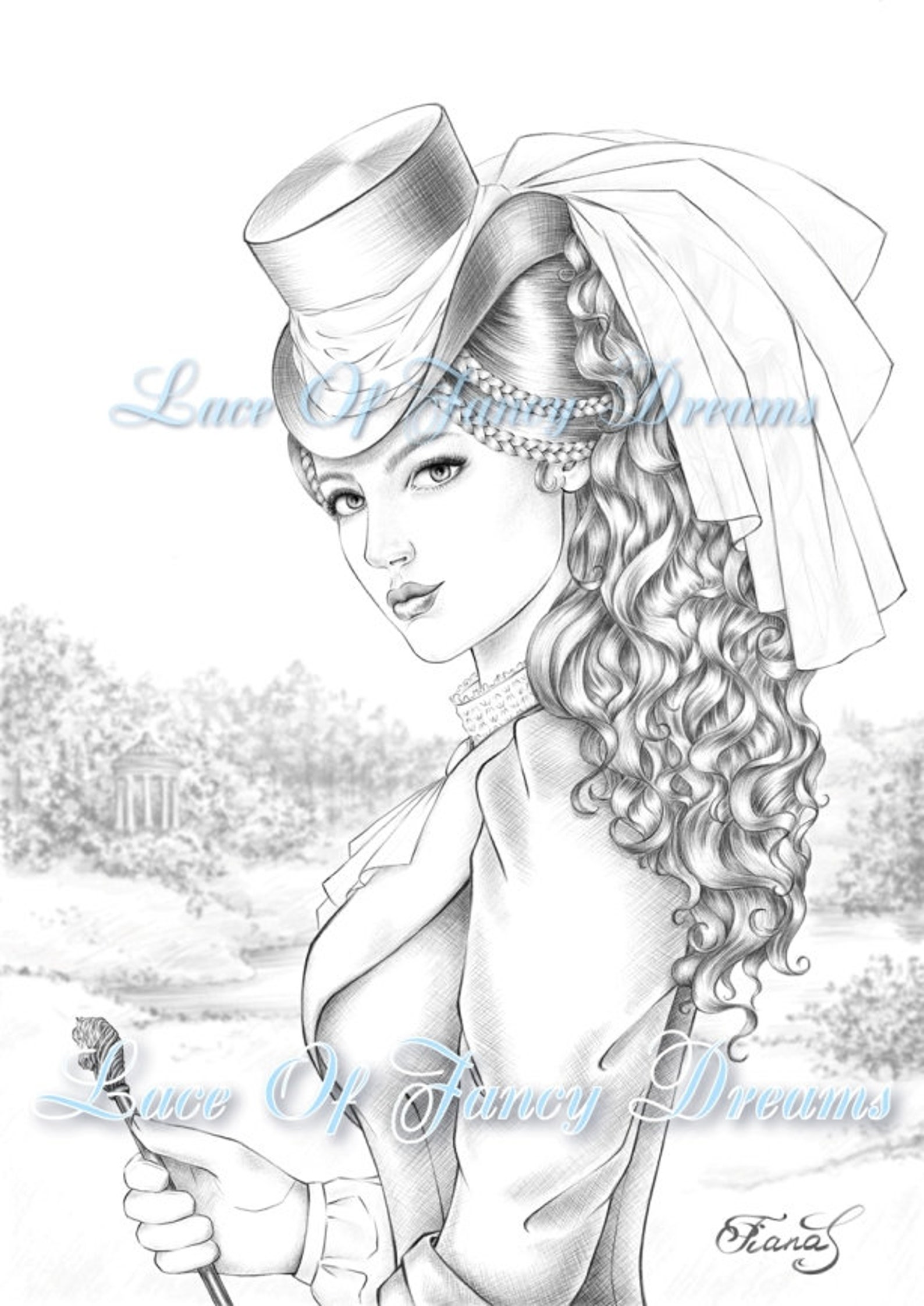 Download Victorian woman coloring page for adult coloring sheet to ...