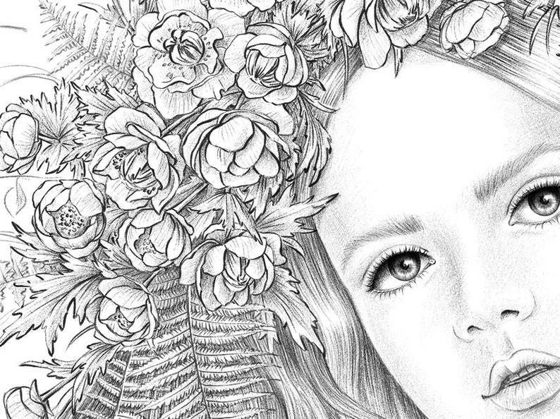 Download Mermaid coloring page pdf printable coloring pages for adults | Etsy