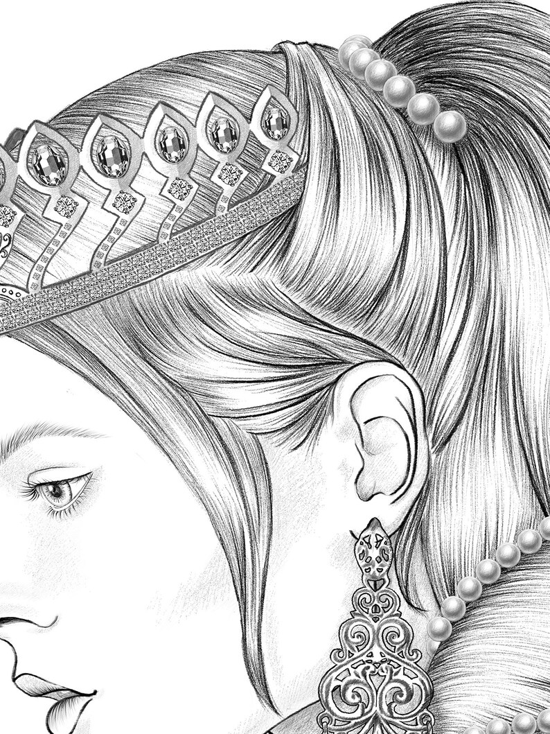 Download Princess and Fairy coloring page pdf Beautiful princess | Etsy