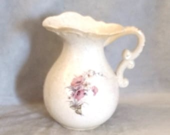 Vintage Hand Made Floral Ceramic Pitcher