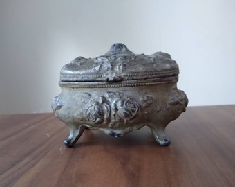 Antique Silver Plated Rose Jewelry Casket Box Rogers Silverplate Danbury Connecticut