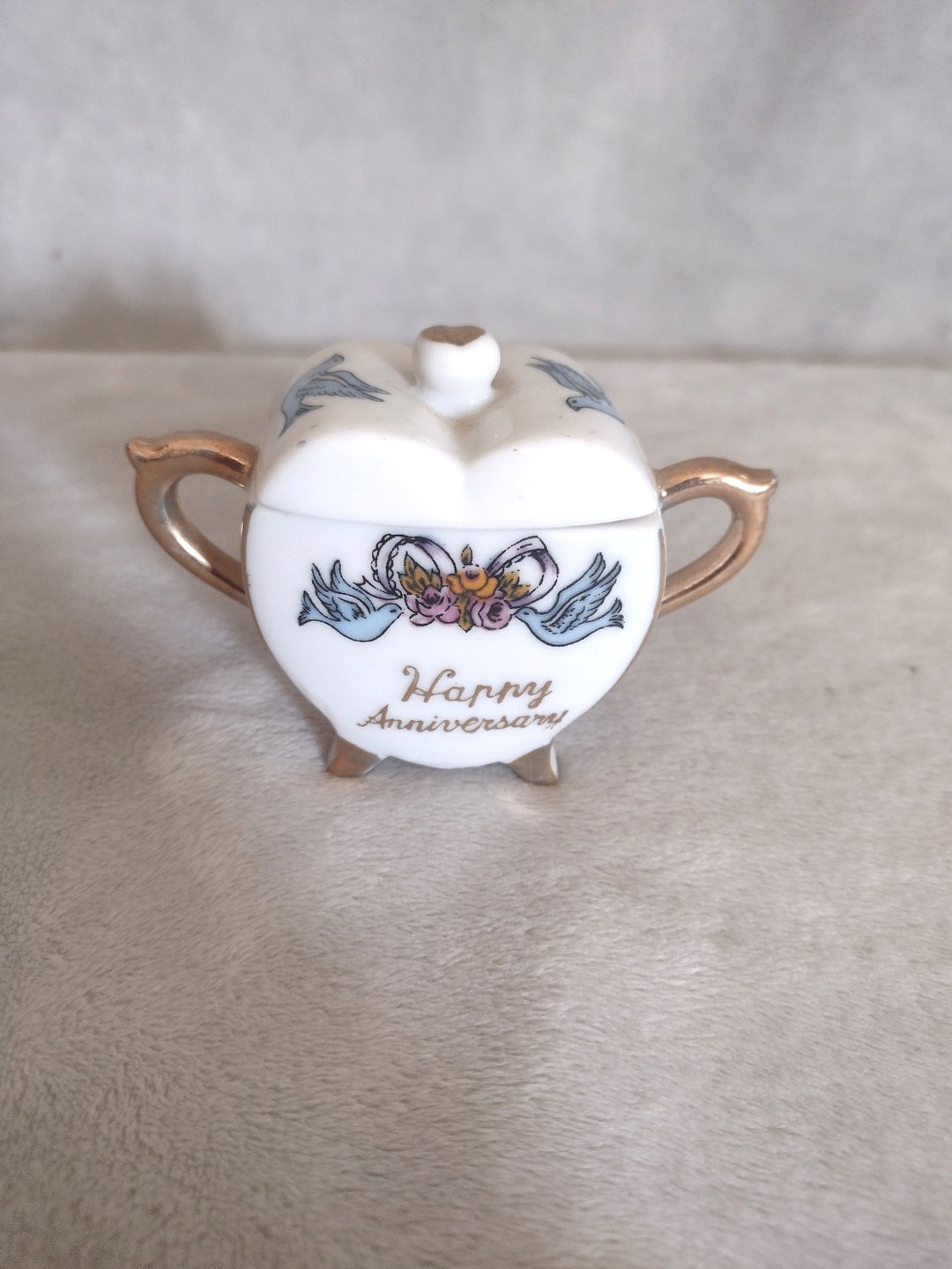 Vintage Enesco Japan Mini Teapot Happy Anniversary Porcelain Etsy