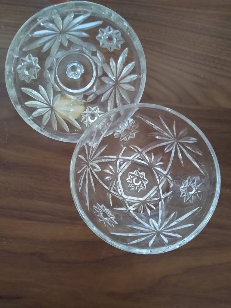 Vintage 1960s Anchor Hocking EAPC Covered Star of David Candy Dish With ...