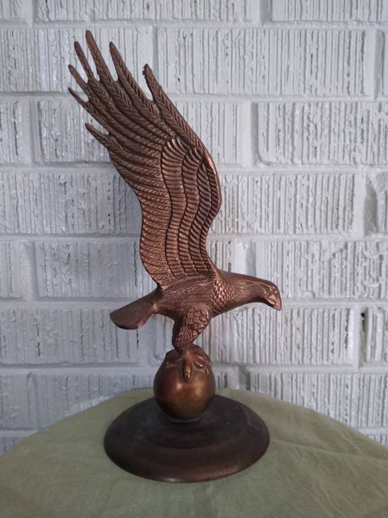 Vintage Solid Brass Soaring Eagle Statue Etsy