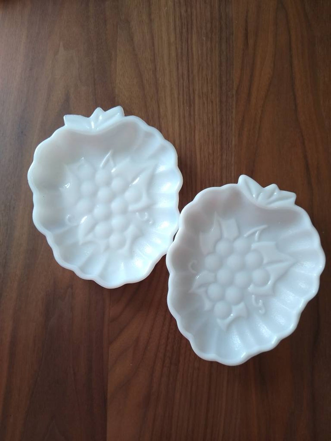 Vintage Atlas Milk Glass Grape Pattern Candy Dish or Snack Etsy