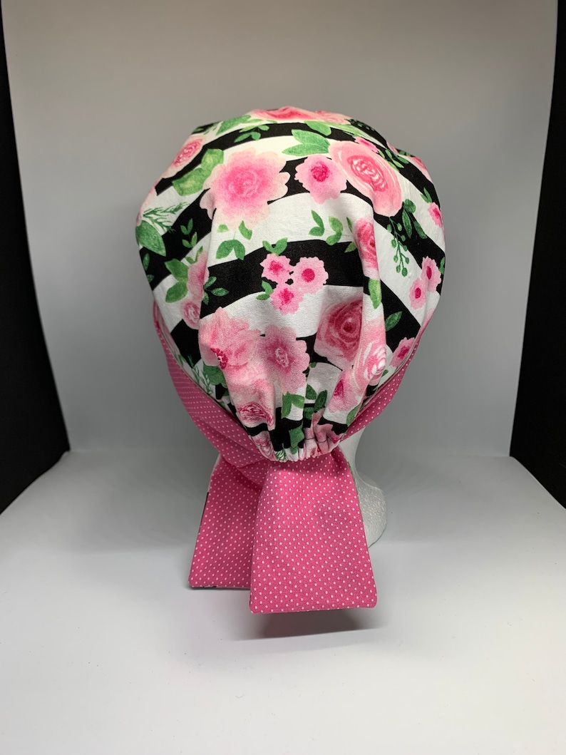Flowers and stripes scrub cap
