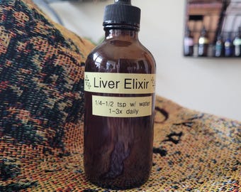 Organic Liver Elixir Tincture for Cleanse and Support (4oz Amber Bottle)