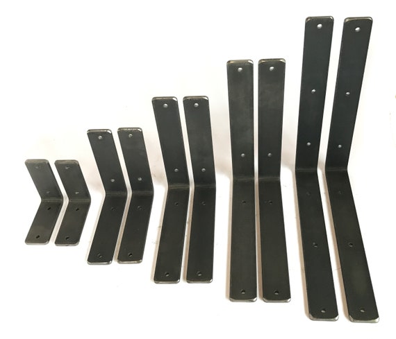 Handmade Rustic Scaffold Board Brackets: Heavy Duty Steel, Includes Fixings (Pair)