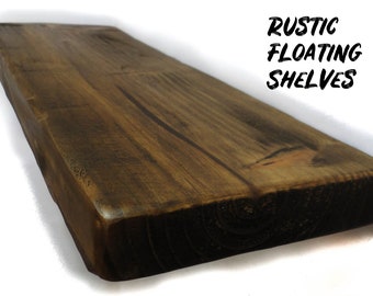 Rustic Floating Shelves a Chunky Handmade Bespoke Wooden Scaffold Board Shelf