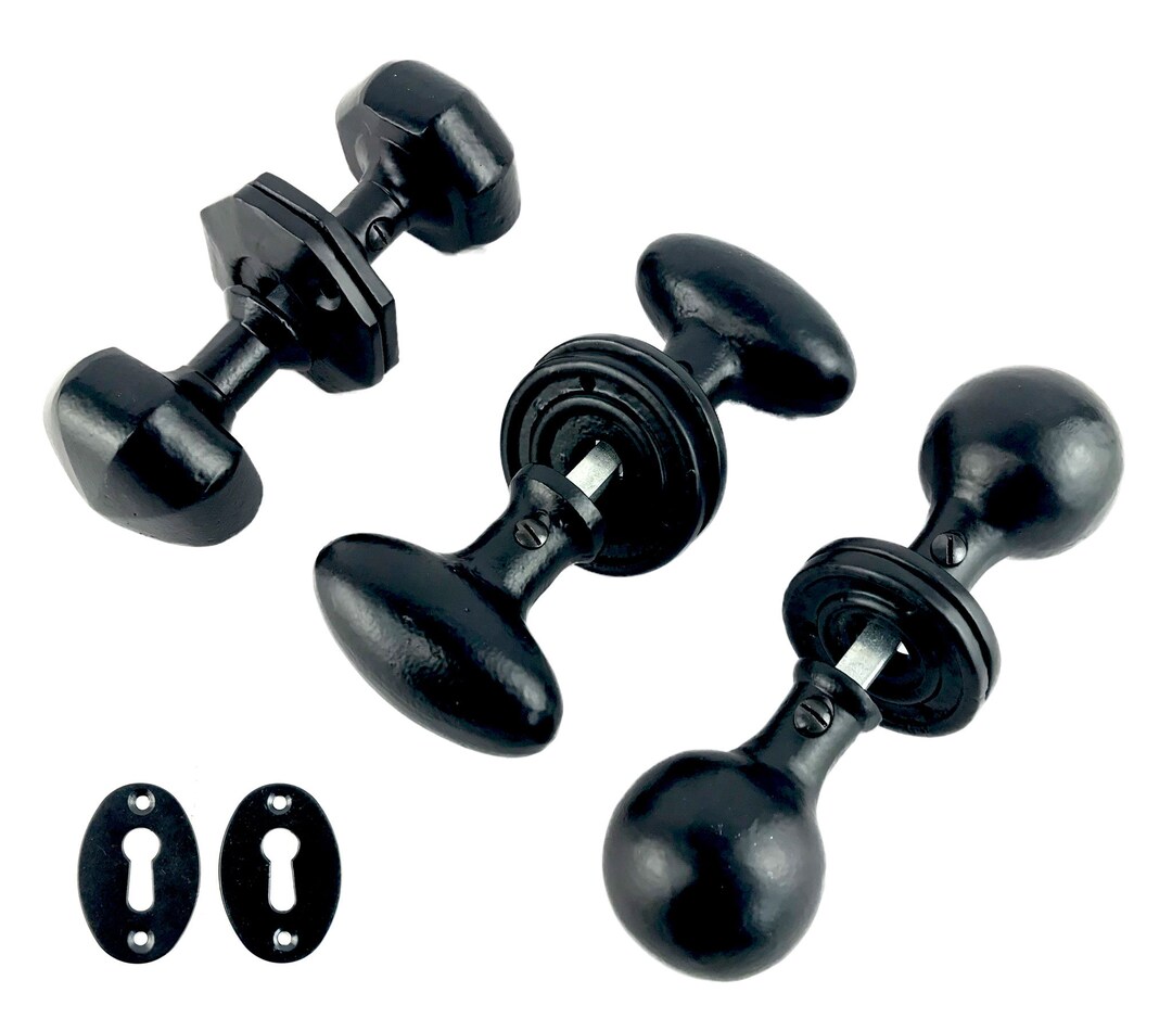 Black Cast Iron Door Knobs Oval Round Octagonal Hexagonal Etsy UK