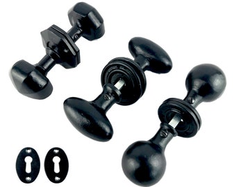 Black Cast Iron Door Knobs: Tudor, Oval, Round, Octagonal