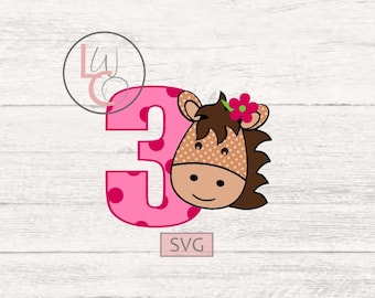Third birthday SVG / girls birthday svg / horse svg / horse birthday svg / three svg / birthday party file / horse third birthday svg / svg