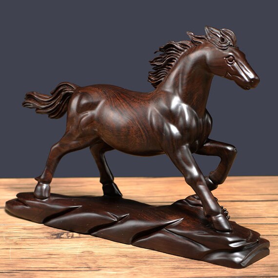 Wood Carving Horse Figurine Sculpture Wooden Statue Display Etsy
