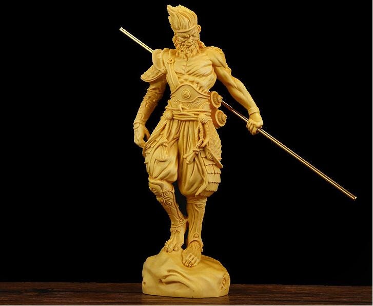 Wood Carving Sun Wukong Monkey King Wooden Art Figurine Statue Etsy