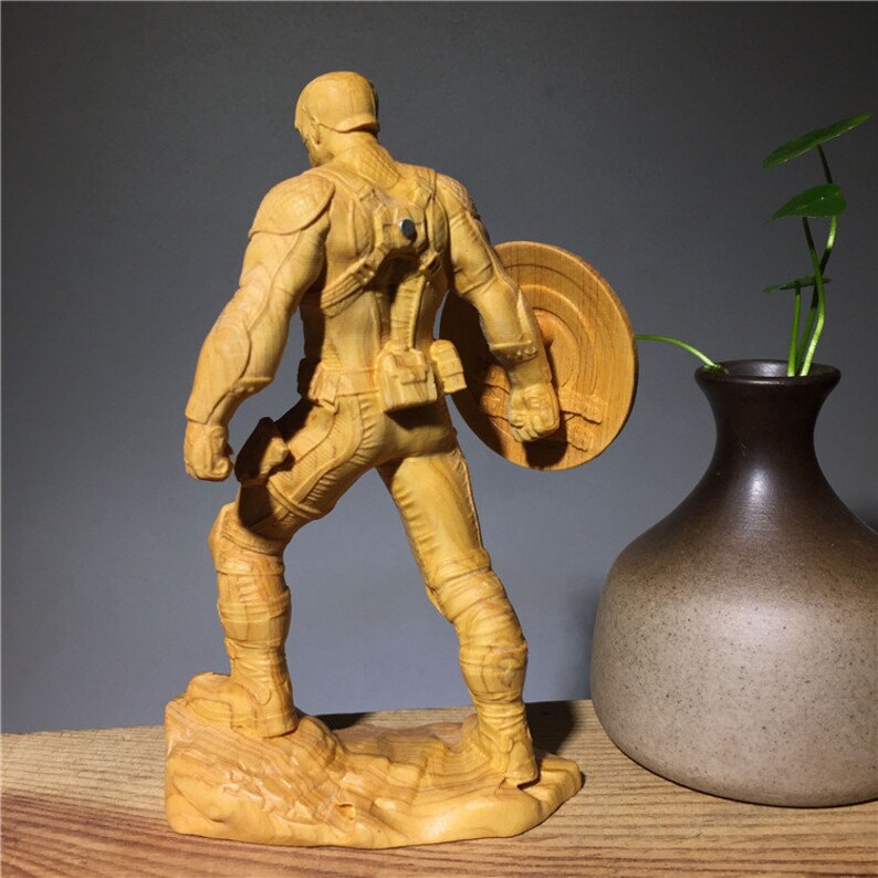 Wood Carving Marvel Super Hero Captain America for Sculpture Etsy