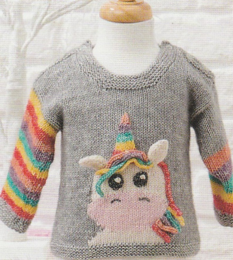Knitting Pattern Copy Double Knit Unicorn Jumper Magazine Etsy