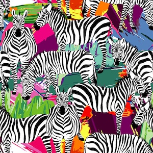 Printed velvet, velour, FR velvet upholstery fabric Zebras on Colours