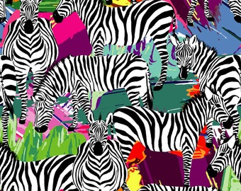 Printed velvet, velour, FR velvet upholstery fabric Zebras on Colours