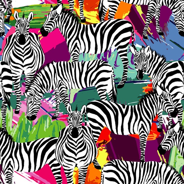 Velours imprimé, velours, tissu d'ameublement velours FR Zebras on Colors