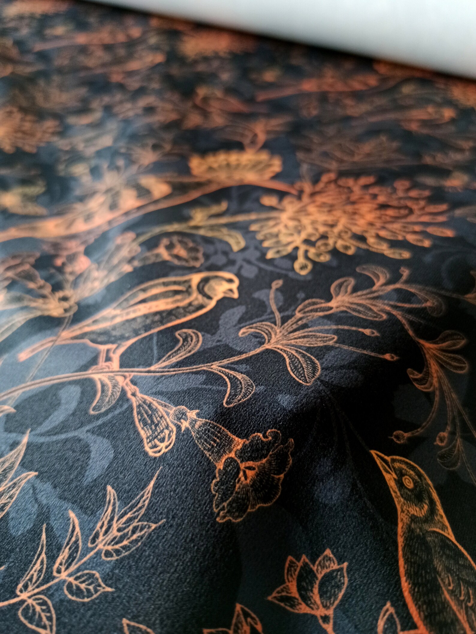 Printed Velour Velvet Upholstery Fabric 250g/m2 Exotic Birds Etsy UK