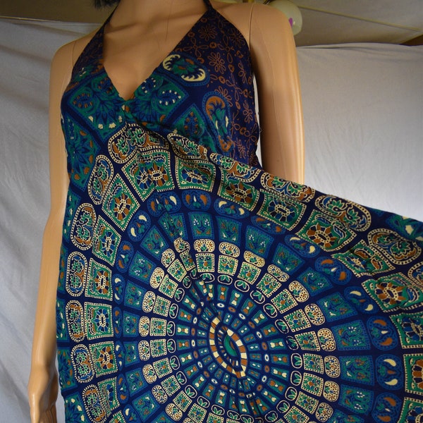 Beautiful Hindu Mandala Print Summer Dress Festival Clothing, Travel Dresses maxi dress