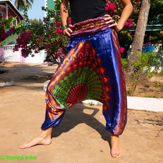Hippie Style Appliqued Khaki Harem Pants | Wholesale Boho Clothing
