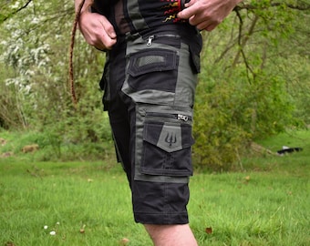 Tribal Goa Psytrance shorts - Streetwear - Mens Goa Pants - hippy clothing - Psy wear - Festival Clothing - Psychedelic pants Psy  Clothing