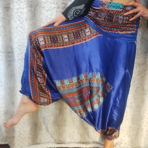 African dashiki Aztec Print Rayon Bamboo Silk Satin Harem Pants