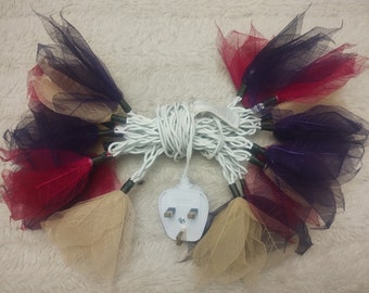 Hermosas luces de hojas hippies, luces de hadas de bosque encantado, luces de cadena