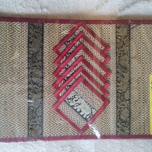 Schöne stilvolle Tischsets Esstisch Untersetzer Tischsets Thai Silk Reed Elefant Design X 6
