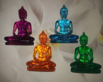 Spiritual religious meditation zen Buddhist clear glass resin Buddha statues
