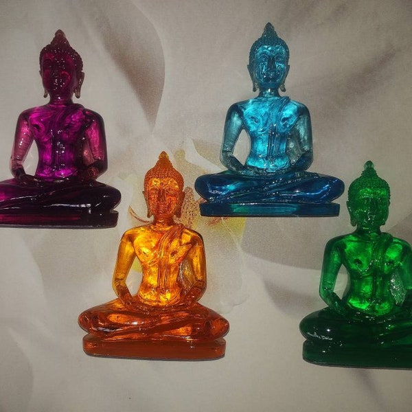 Spiritual religious meditation zen Buddhist clear glass resin Buddha statues