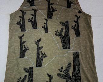Unique Vintage Retro Printed Cactus and Music Is our Life print Cotton Summer Vest Top / Singlet /Tank top